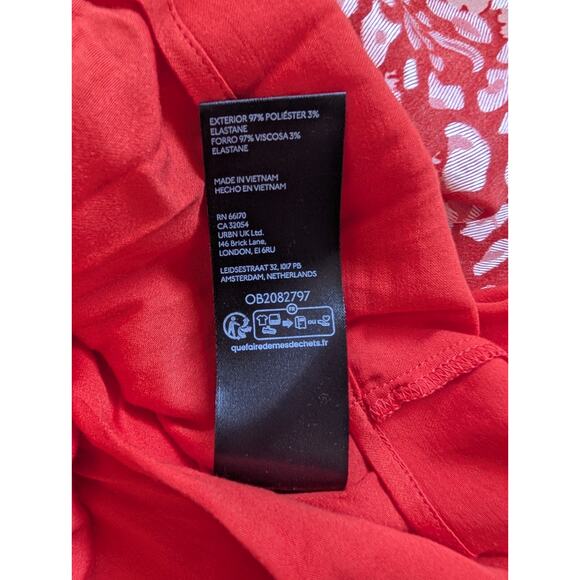 NWT By Anthropologie V-Neck Ruched Ruffle Floral Midi Dress Size 14 Red #9G507 - Picture 11 of 11